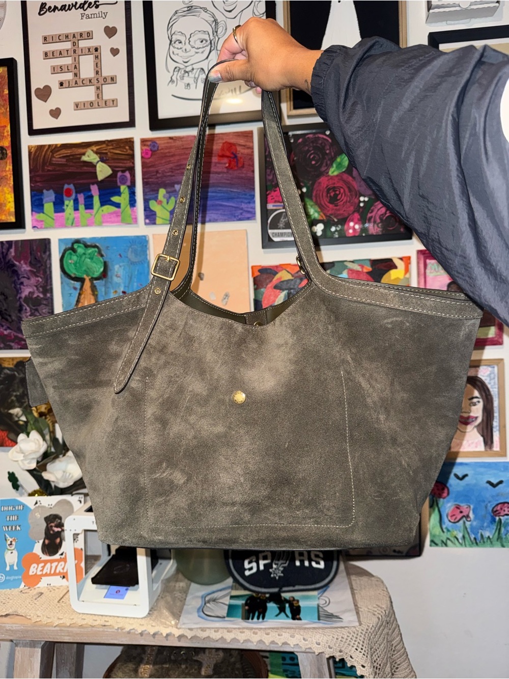 Coach Gramercy tote in suede green - Picture 3 of 5